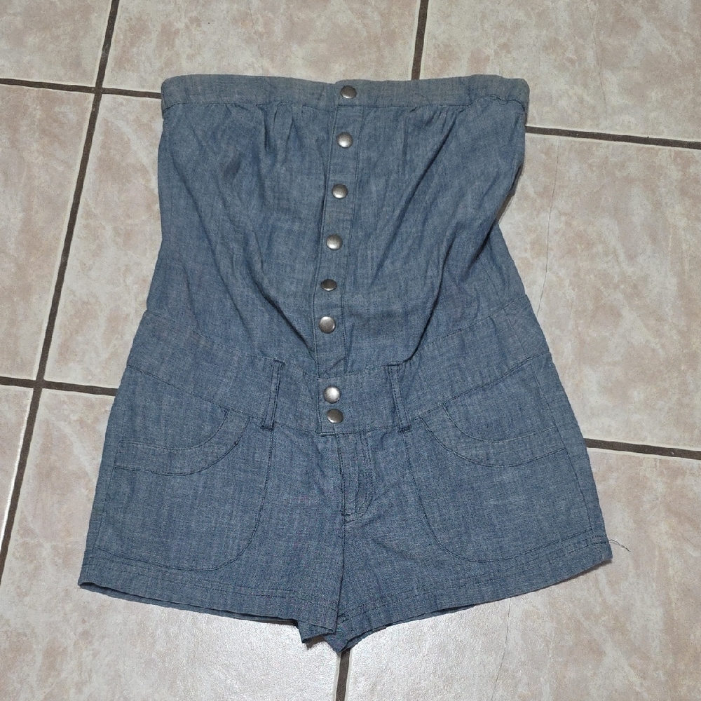 Express Blue Strapless Romper